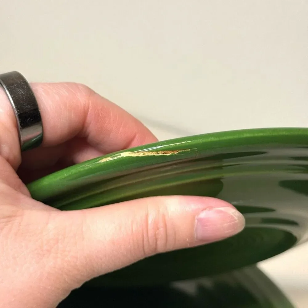 Vintage‎ Fiesta Forest Green 9” Plate & 7” Salad Plate FLAW